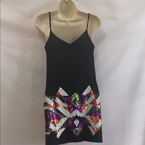 BEBE BLACK ‎ STRAP SEQUINS DRESS SIZE XXS - Picture 2 of 6